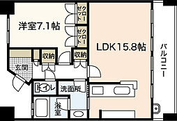 パークコート平和公園 1LDKの間取図画像