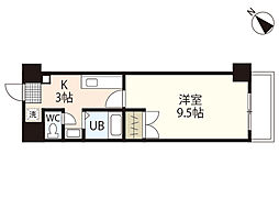 コンフォール下原 1Kの間取図画像