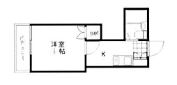 サンライフ東雲 1Kの間取図画像