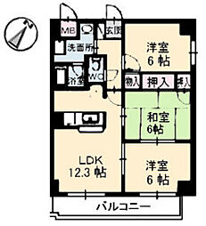 グランピア白島中町 3LDKの間取図画像