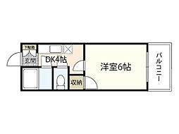 アクアコート楠木 1Kの間取図画像