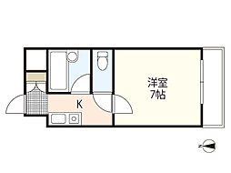 Fビル井口 1Kの間取図画像