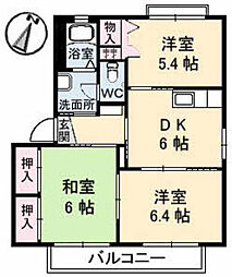 グリーンウッド瀬野南A 3DKの間取図画像