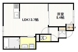 (仮称)八幡5丁目アパート 1LDKの間取図画像