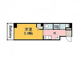 LEDOME府中 1Kの間取図画像