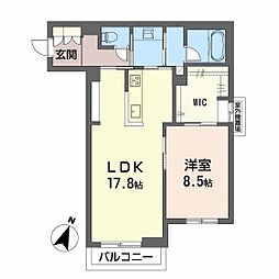 ピアヌーラ翠 1LDKの間取図画像