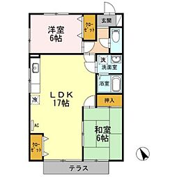 ルミエール中迫 2LDKの間取図画像