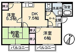 フレグランスマウンテン 3DKの間取図画像