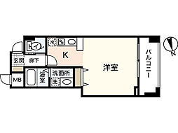 カサヴェルデ八丁堀 ワンルームの間取図画像
