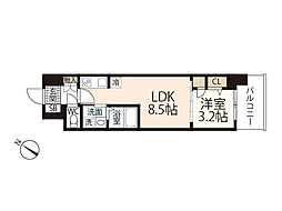 S-RESIDENCE東千田公園alesia 1LDKの間取図画像