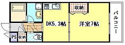 ヘーベルハウスみずさか 1DKの間取図画像