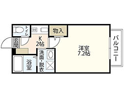 テラス・グリーンヒルB 1Kの間取図画像