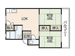 第1仁井田ビル 2LDKの間取図画像