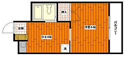 コーポ木村 1Kの間取図画像