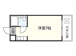 クイーンズパレス観音 ワンルームの間取図画像