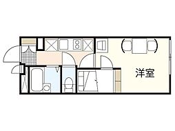 レオパレス広白岳 1Kの間取図画像