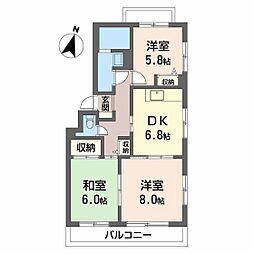ベイヒル宮島口 3DKの間取図画像