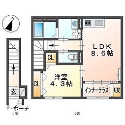 仮)スターテラスII中野東 1LDKの間取図画像