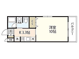 JRBハイツ矢野1番館 1Kの間取図画像