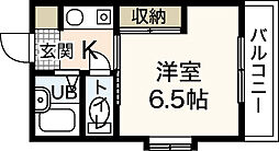 メタリックビィラ 1Kの間取図画像