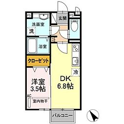 サウスフイス 1DKの間取図画像