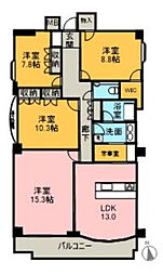上幟町パークマンション 4LDKの間取図画像