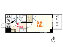シャンテ中垣 1Kの間取図画像