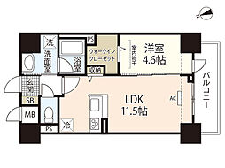 リモッカ大手町 1LDKの間取図画像