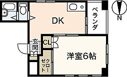 第1片山ビル 1DKの間取図画像