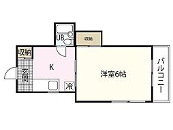 MSビル 1Kの間取図画像
