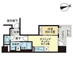 ザ・ライオンズフォーシア鉄砲町 1DKの間取図画像