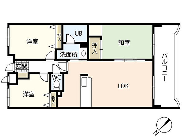 広島県広島市西区古江上2丁目(賃貸マンション3LDK・2階・69.30㎡)の写真 その2