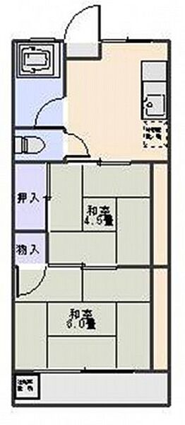広島県広島市西区高須4丁目(賃貸マンション2DK・3階・37.12㎡)の写真 その2