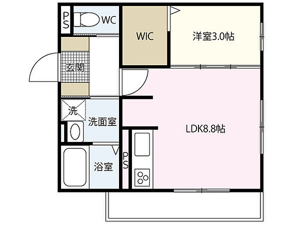 広島県広島市東区光が丘(賃貸アパート1LDK・2階・32.80㎡)の写真 その2