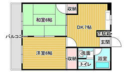 高畑ビル 2DKの間取図画像