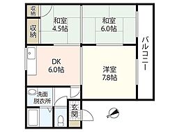 ハイツ・ヴォジョレー 2階3DKの間取り