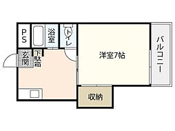 コーポ道本 1Kの間取図画像
