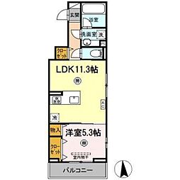 オリーブ 1LDKの間取図画像