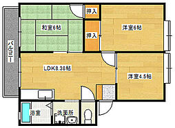 エステート宇品 2階3DKの間取り