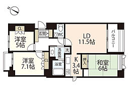 ヴィラシオン古江東 3LDKの間取図画像