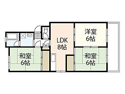 ハイネス大芝 3LDKの間取図画像