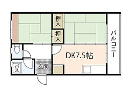 神田マンション 2DKの間取図画像