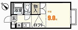 コージーハウス ワンルームの間取図画像
