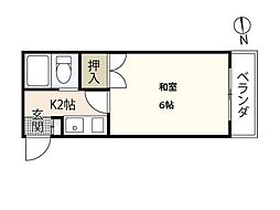 リーベ宇品1 1Kの間取図画像
