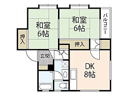 ファミユ若本 2DKの間取図画像