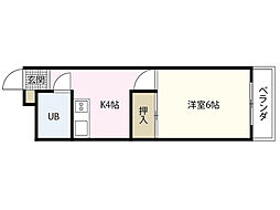 谷原ビル 1Kの間取図画像