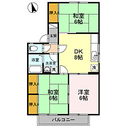 フィアホイザーエルスト 3DKの間取図画像