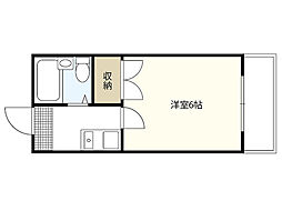メゾン鹿籠 1Kの間取図画像
