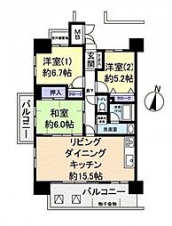 アスレ東原2番館 3LDKの間取図画像