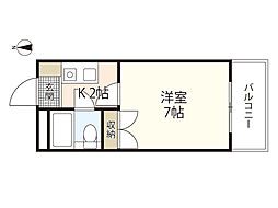 パレグレース仁保 1Kの間取図画像